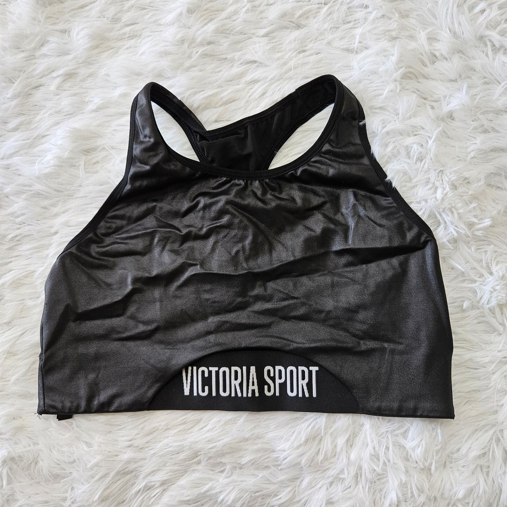 Victoria's Secret Victoria Sport Women's Black‎ Satin Sports Bra. Size M